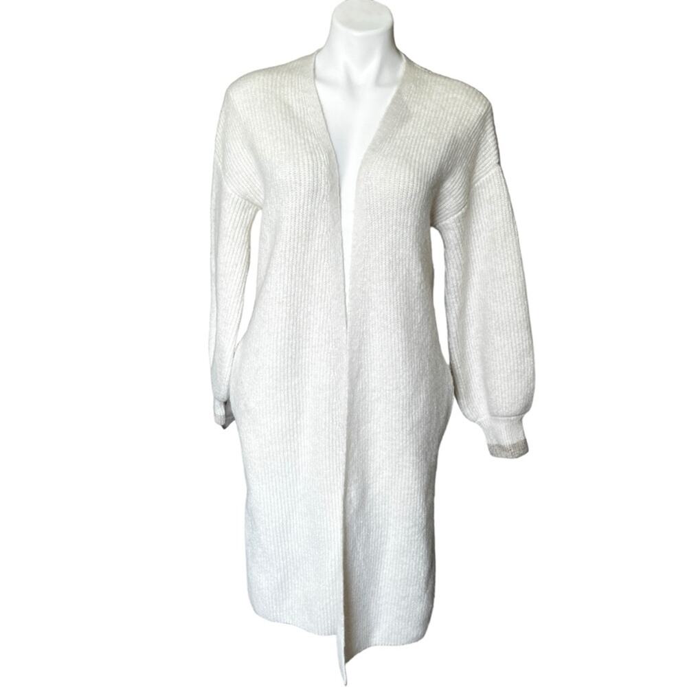 Boden cream Longline knit duster cardigan pockets size 2
